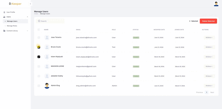 DiKeeper remove user